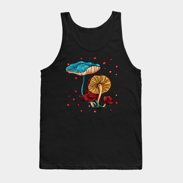 Cartoon mushrooms watercolor, bright psychedelic Tank Top by NadiaChevrel